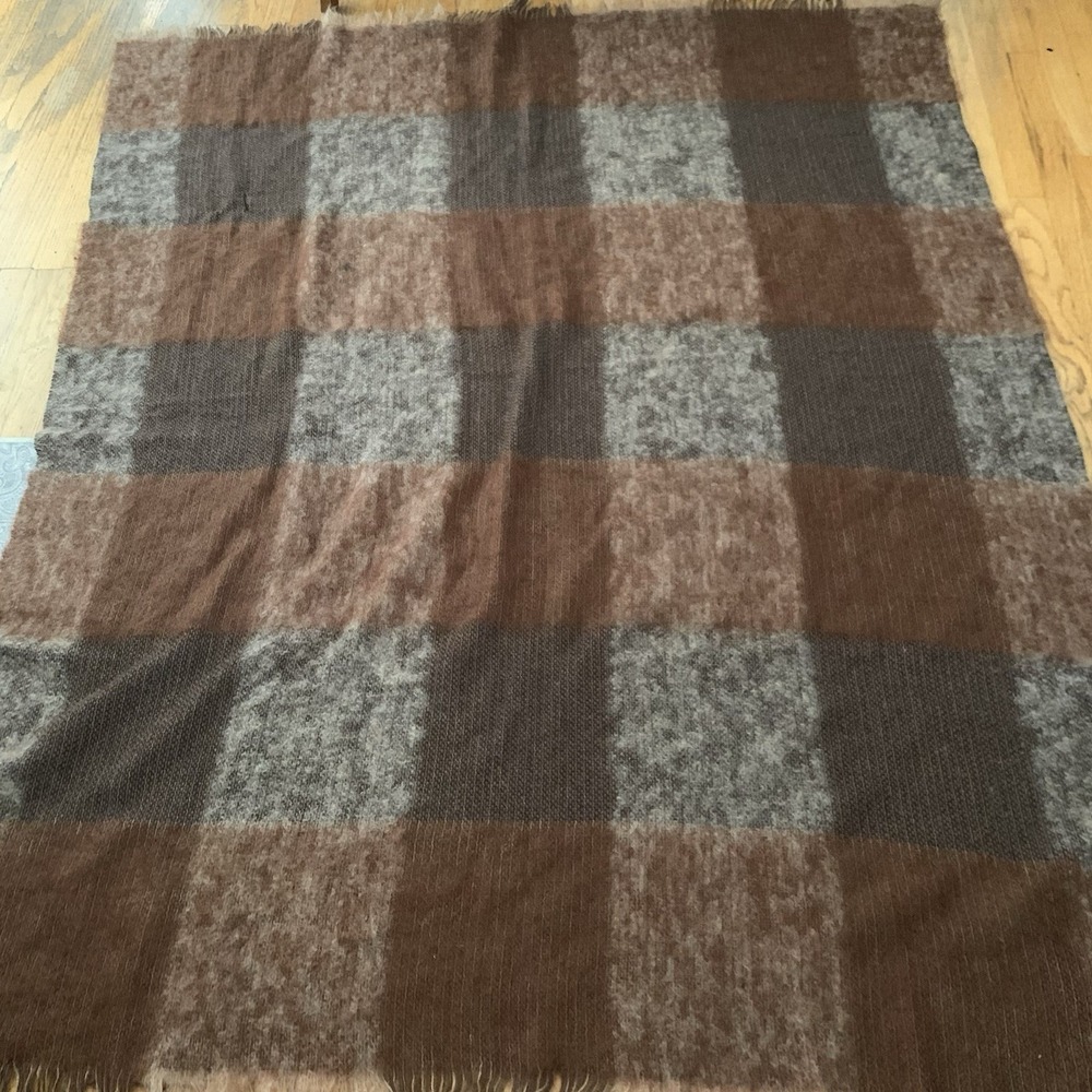 Sanderson England Mohair Wool Throw Blanket Plaid